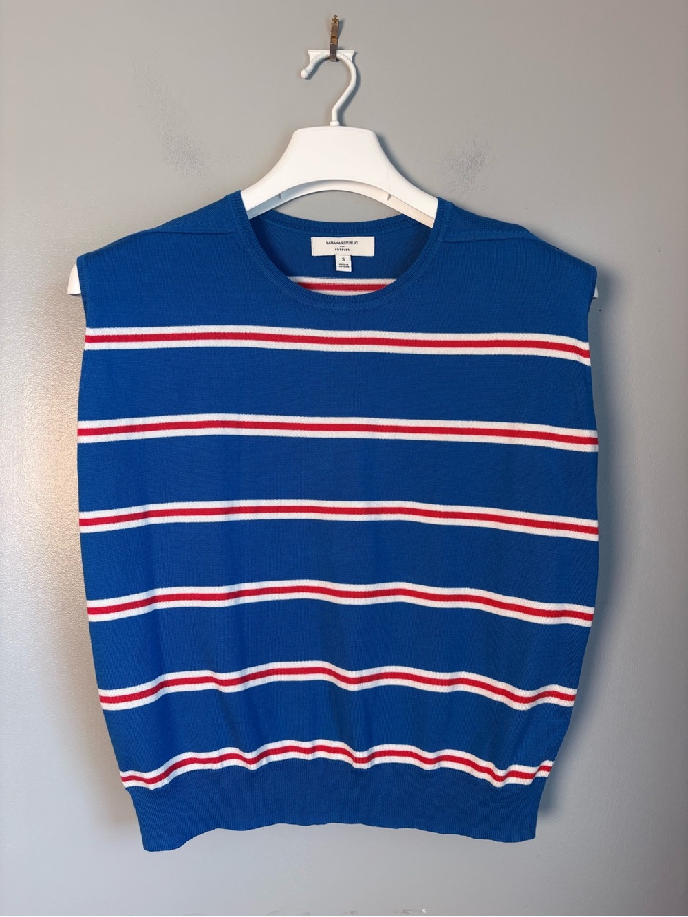 Banana Republic Forever Blue Striped Knit Sweater Vest Sleeveless Top S